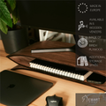 Wooden monitor stand for desk with manufacturer specifics