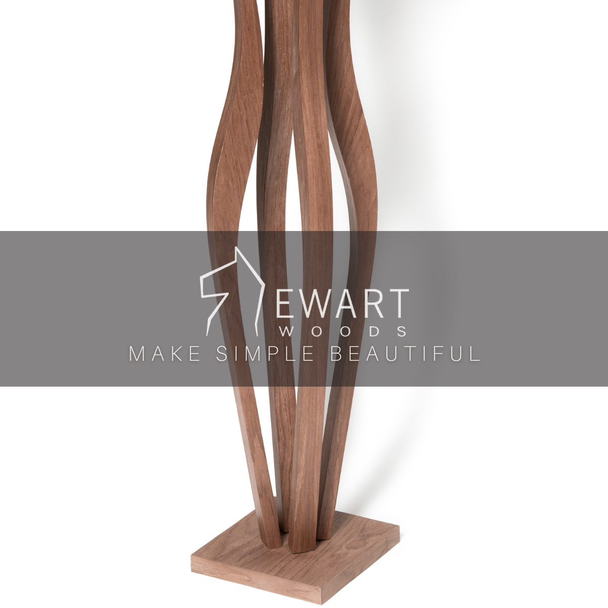 Tall wave wooden plant stand indoor single pot floor stand ash walnut