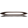 Front look of wooden monitor stand for desk in walnut color