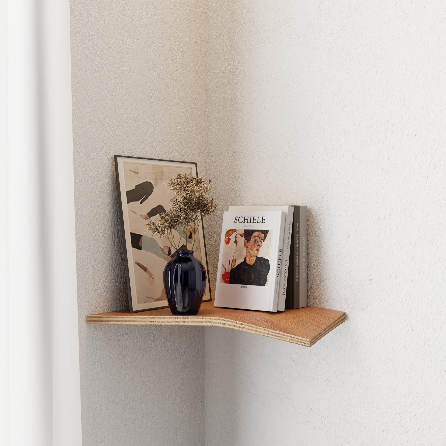Small wooden corner shelf cherry