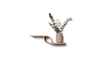 Small wall mounted wooden geometric curve line shelf for decor display