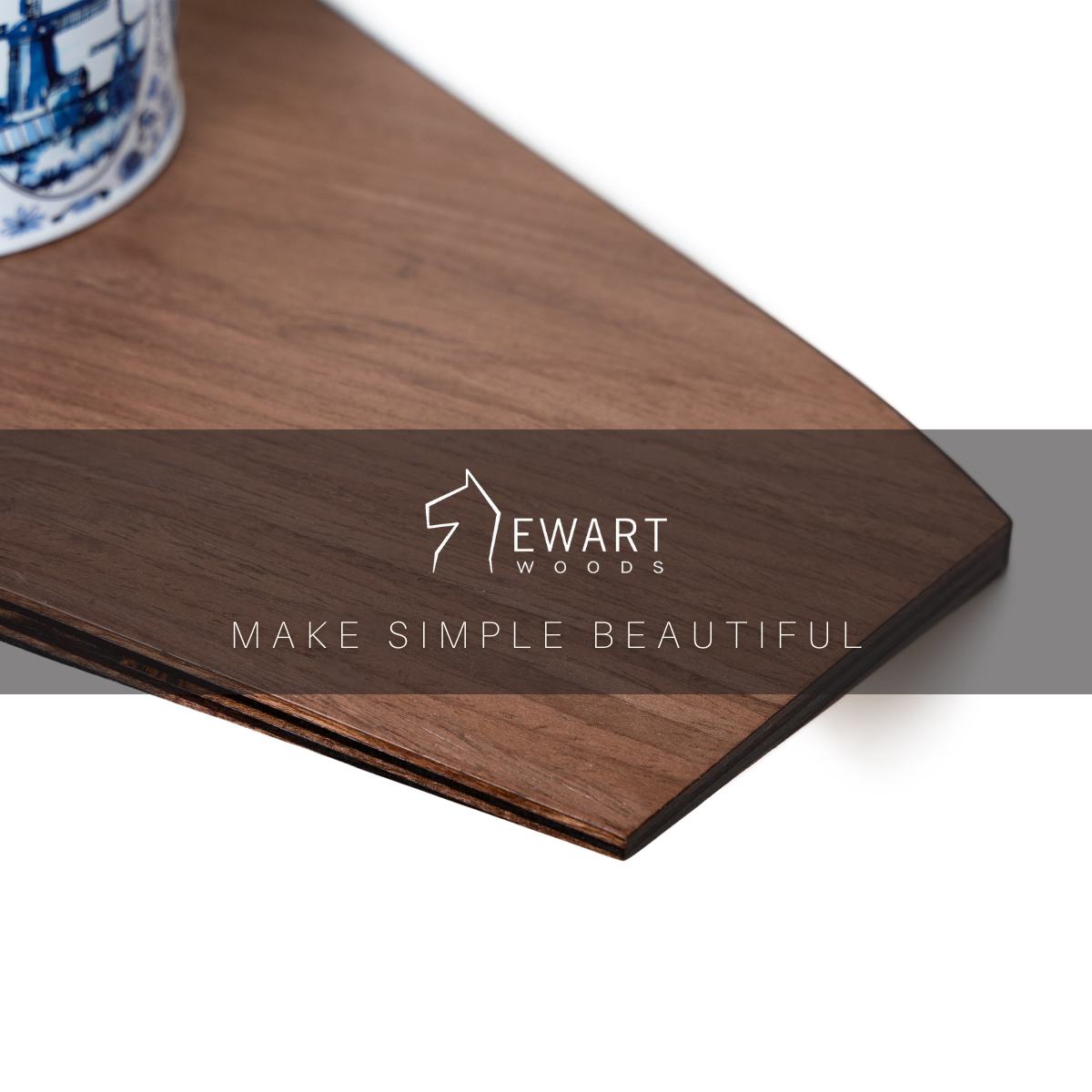 Close-up of wooden wall-mounted corner shelf