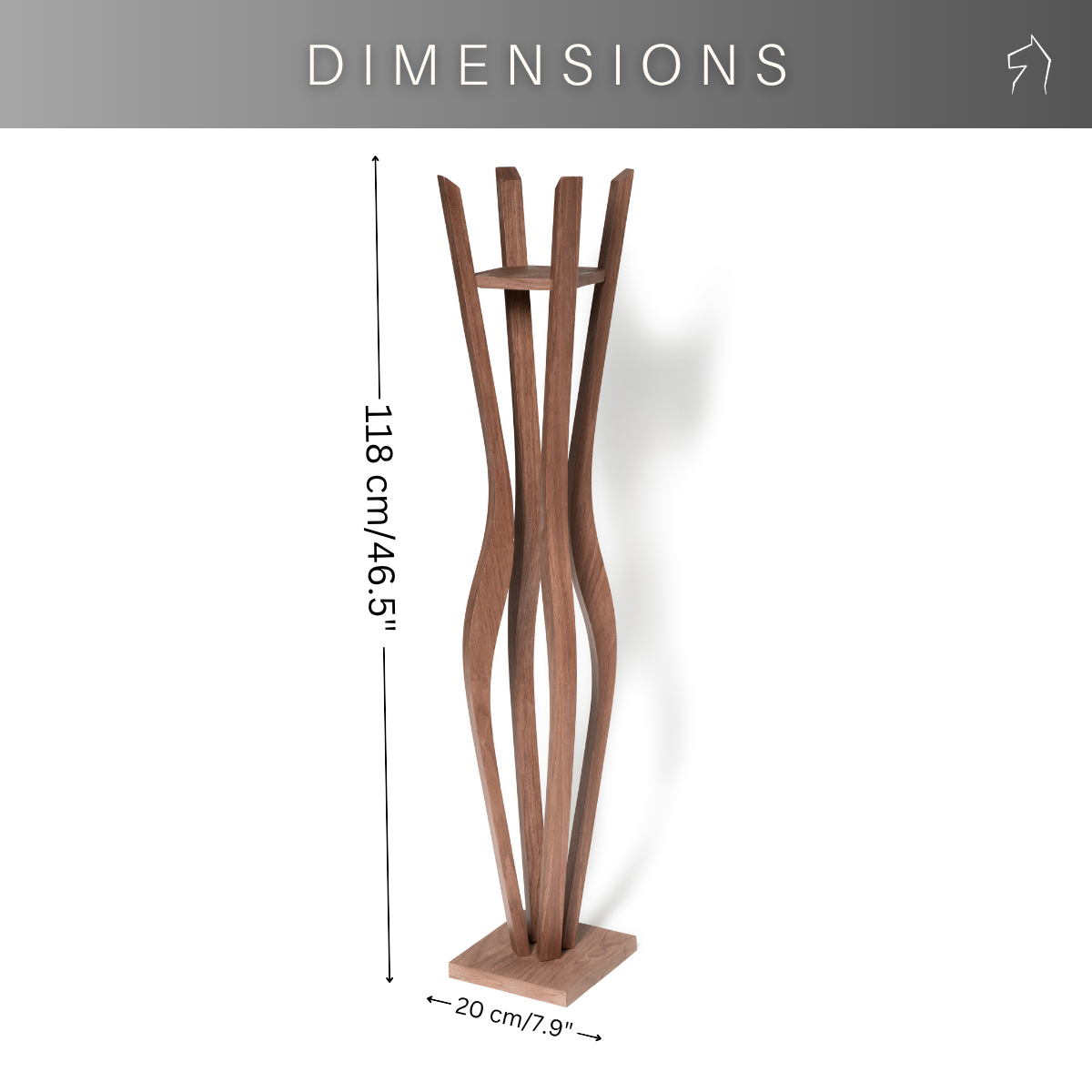 Single pot floor plant stand tall wooden wave design walnut oak ash