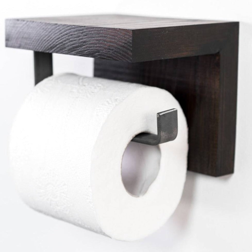Toilet paper holder mini metal and wood combination - EWART WOODS