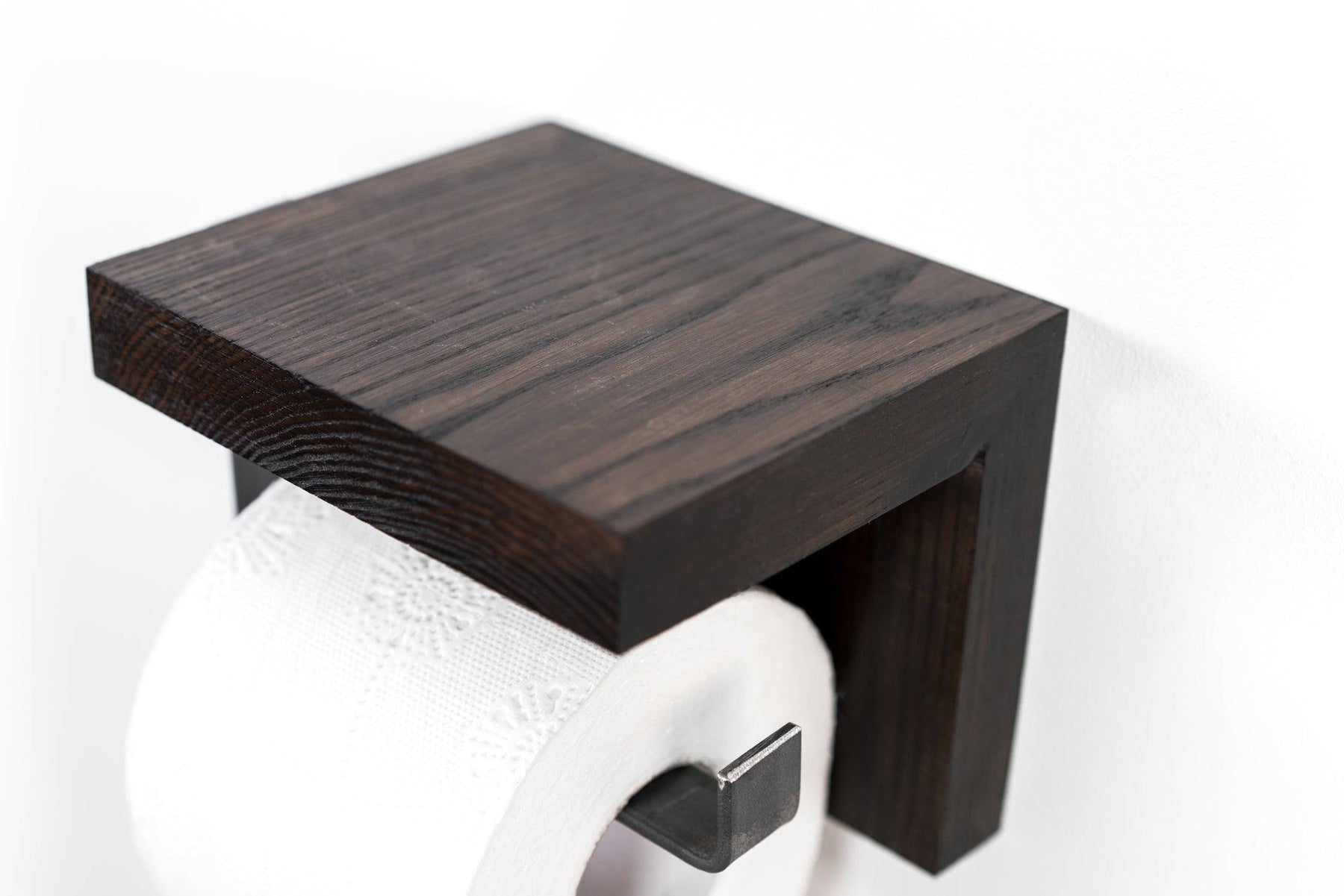 Toilet paper holder mini metal and wood combination - EWART WOODS