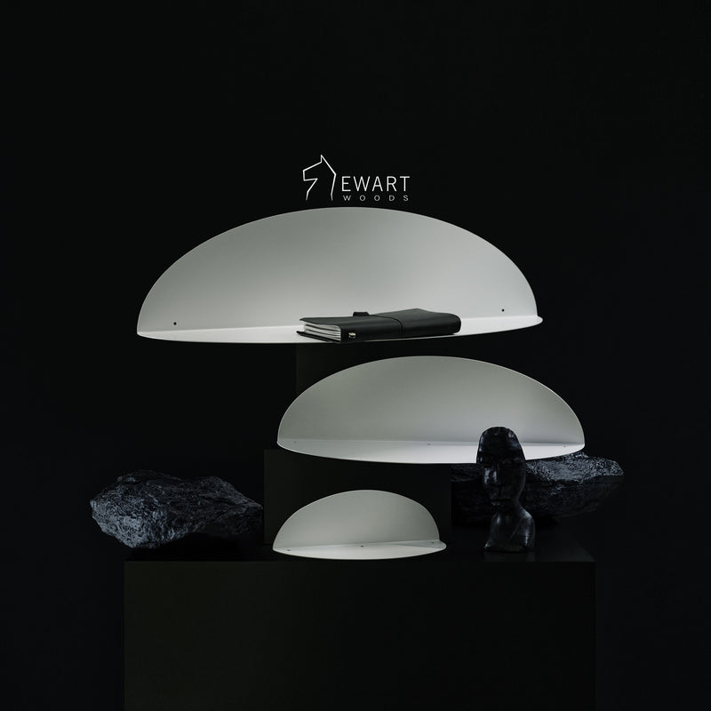 White wall shelf ellipse minimalist oval floating display shelf modern