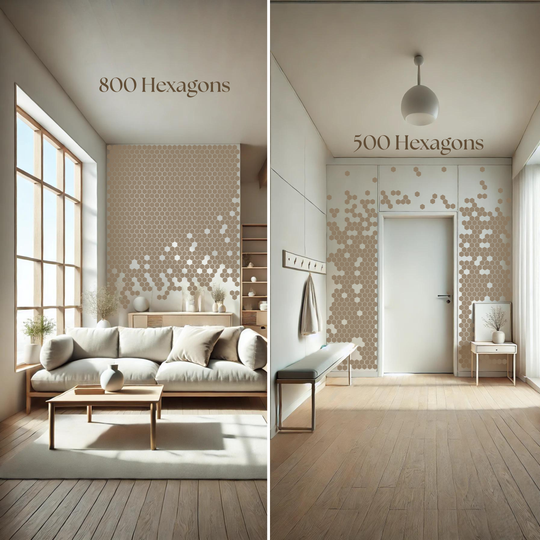 Wood wall hexagon sets in 500 and 800 hexagon pieces