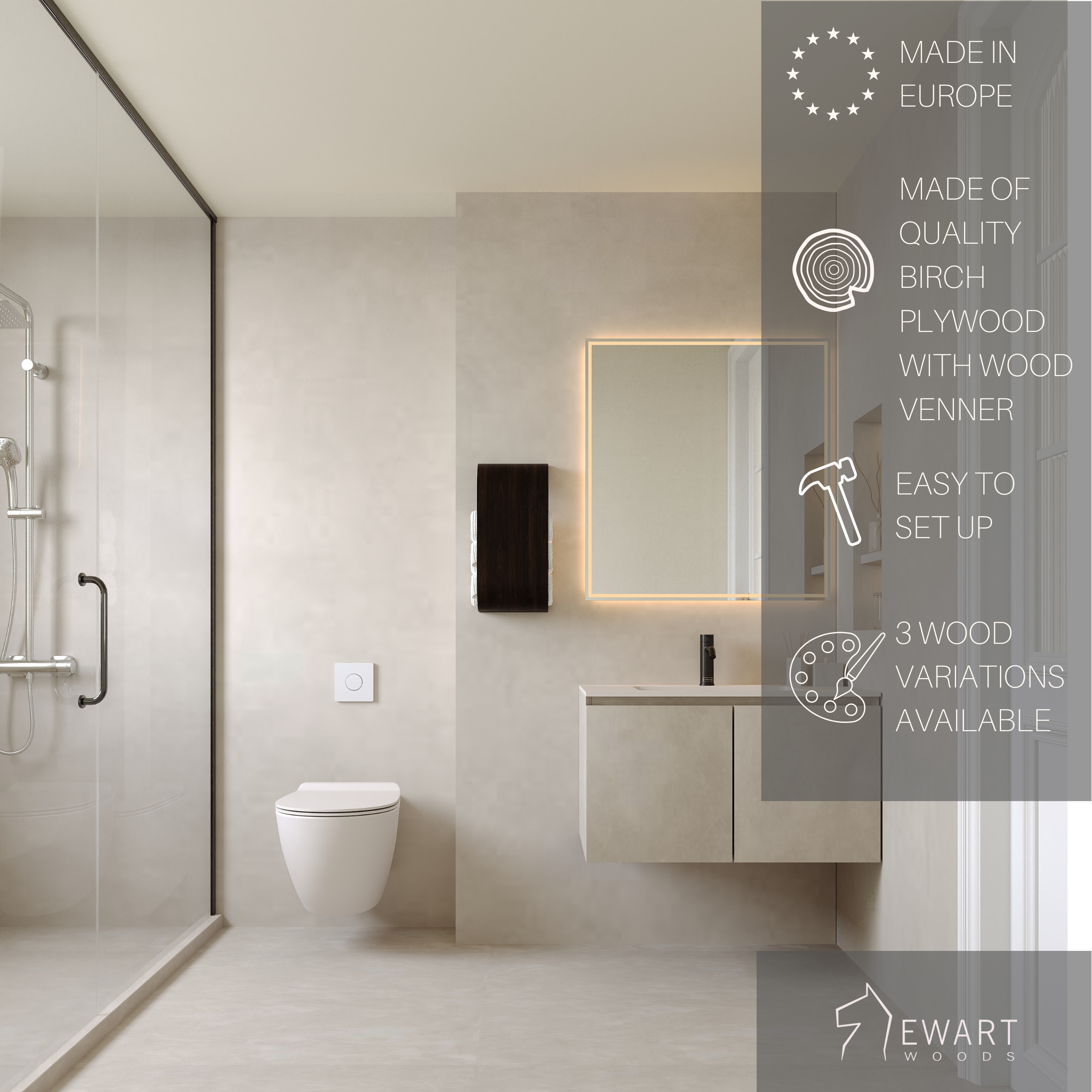 Wall mounted rolled bathroom towel holder in wenge color