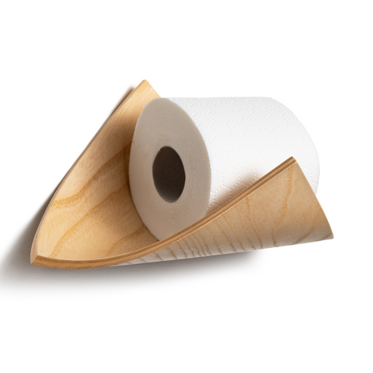 Ash wood wall mounted toilet paper holder in leaf shape