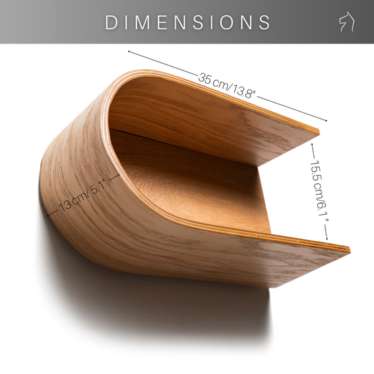 Floating wall display shelf with closed back dimensions