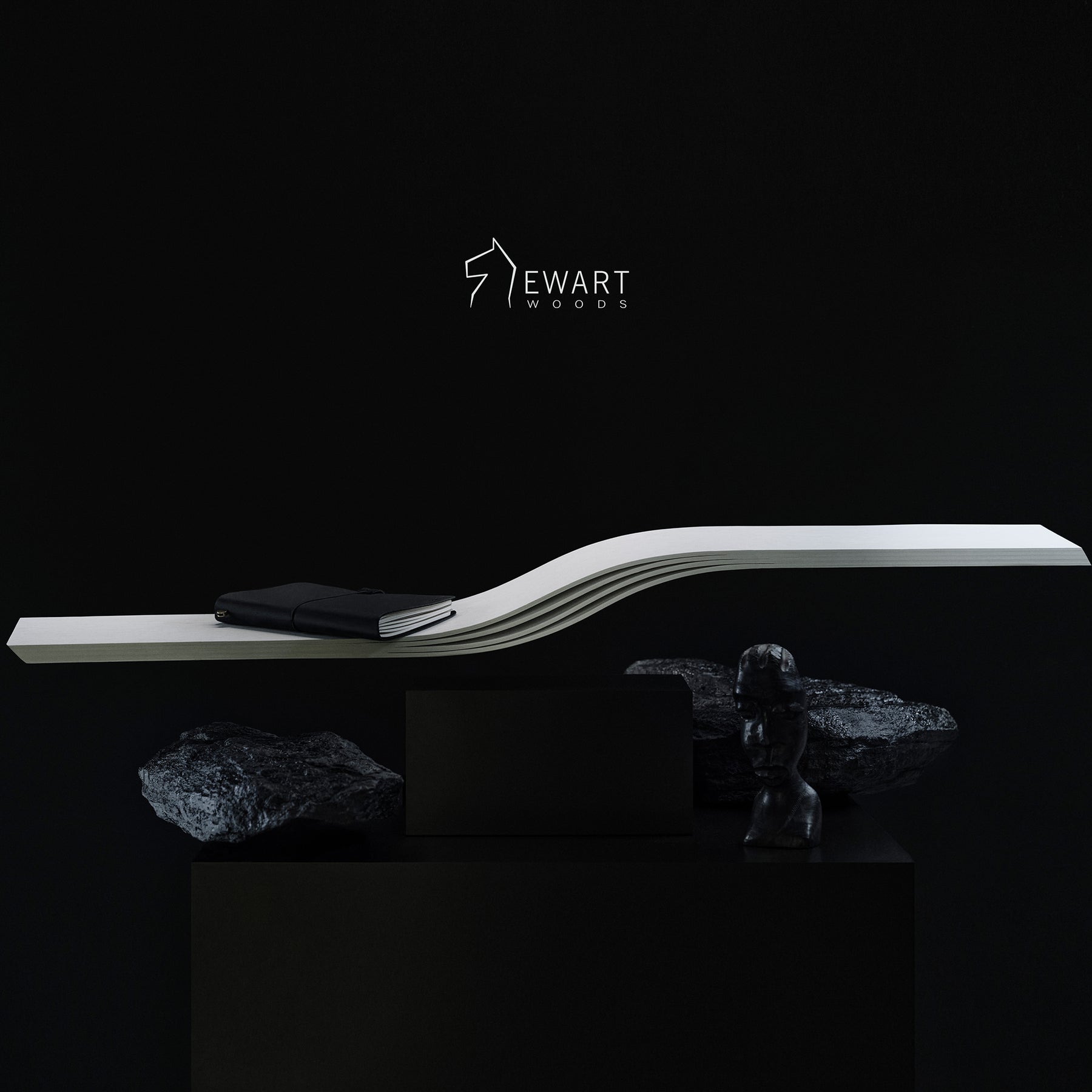 Estante colgante flotante de pared de madera en forma de onda