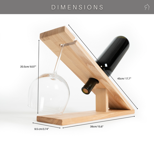 Dimensions for small wooden wine and glass holder