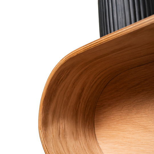 Floating wall display shelf with closed back inside close-up