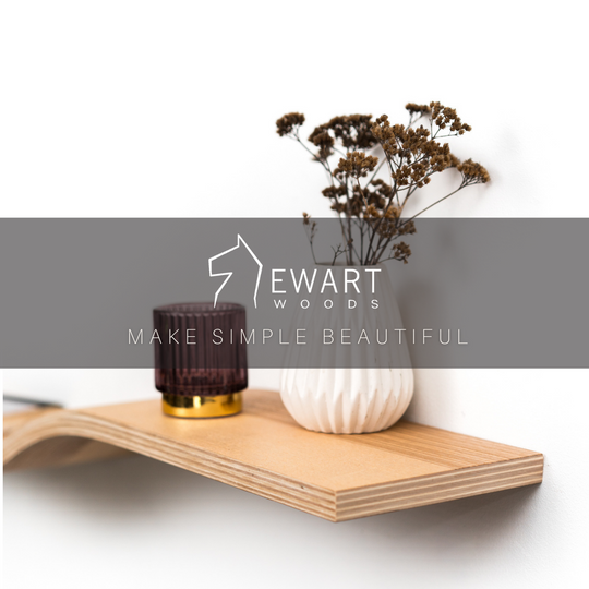 Close-up of simple floating shelf by EWART WOODS