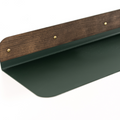 Metal floating shelf with emerald green color and golden screws