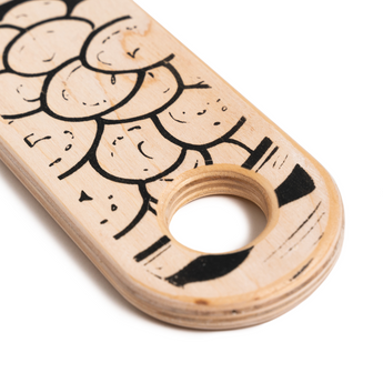 Close-up design of wooden balance beam for children