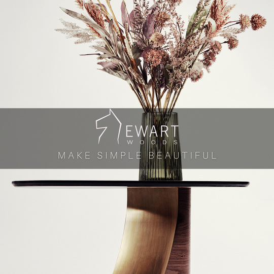 Small round modern wooden coffee table with brass design made by EWART WOODS