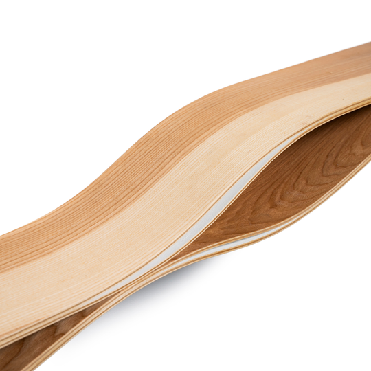 Close up of wooden floating shelf in fish shape design