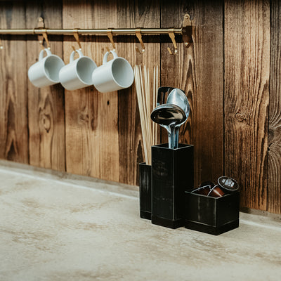 knife blocks, utensil holders, serving trays, and spice racks, designed to organize and enhance kitchen spaces with elegance and functionality.