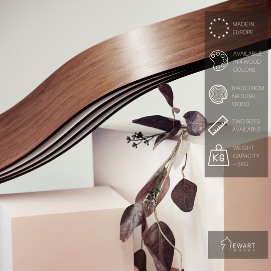 Estante colgante flotante de pared de madera en forma de onda