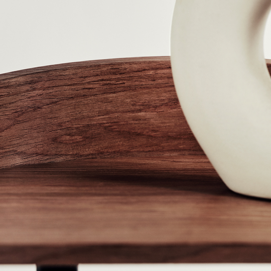 Close-up view of wooden pattern for modern living room high coffee table 