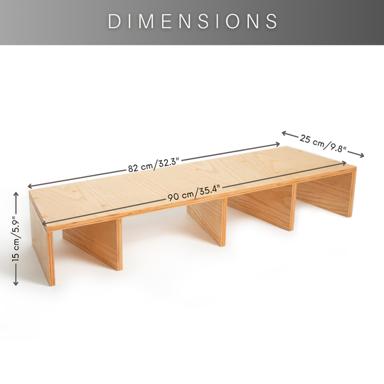 Wooden monitor stand with compartments dimensions