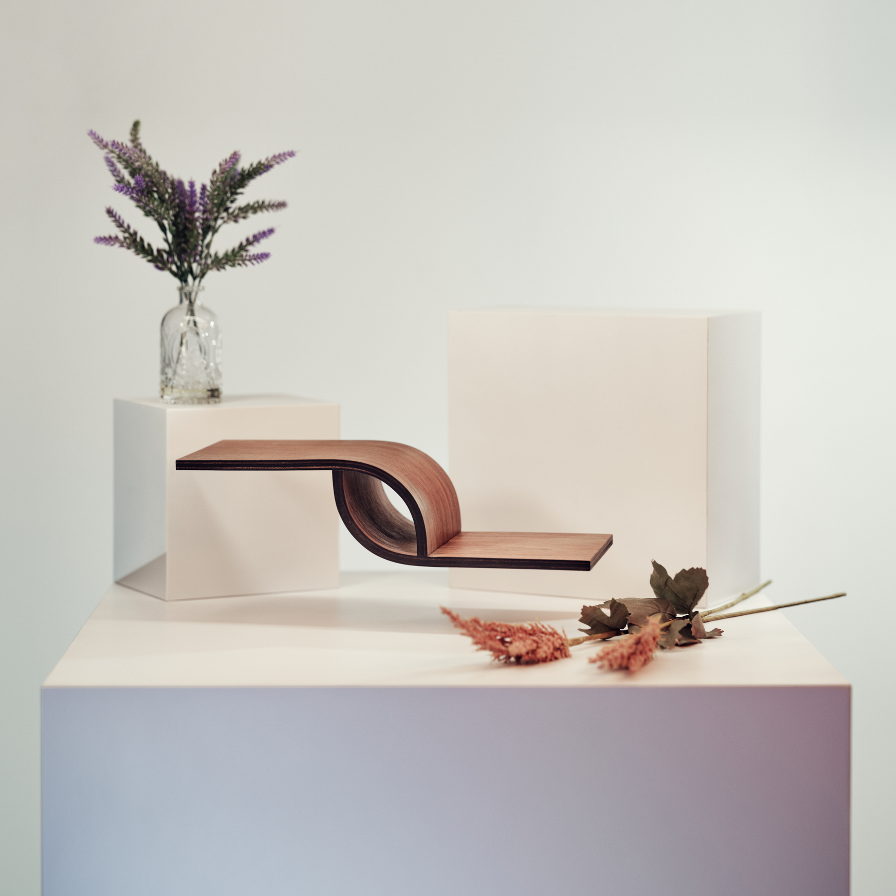 floating wall shelf curved design from wood