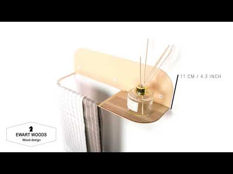 Handmade steel and wood wall mounted towel holder rack for bathroom towels