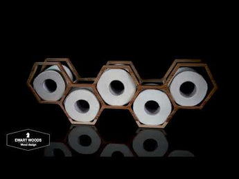 Wooden honeycomb shape toilet paper holder 