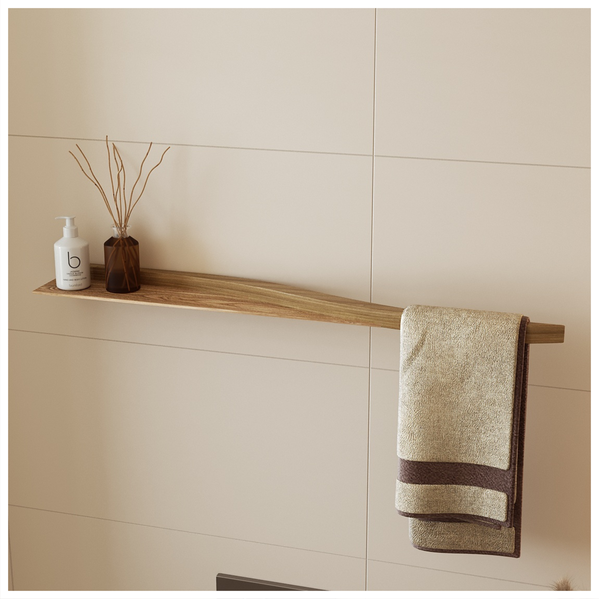 Oak towel racks for bathroom wall mounted modern design