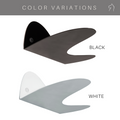 Curved metal wall mounts available in Black and White, featuring a sleek, minimalist design with visible screws for secure mounting. Made from durable steel with a smooth finish, ideal for modern interiors.