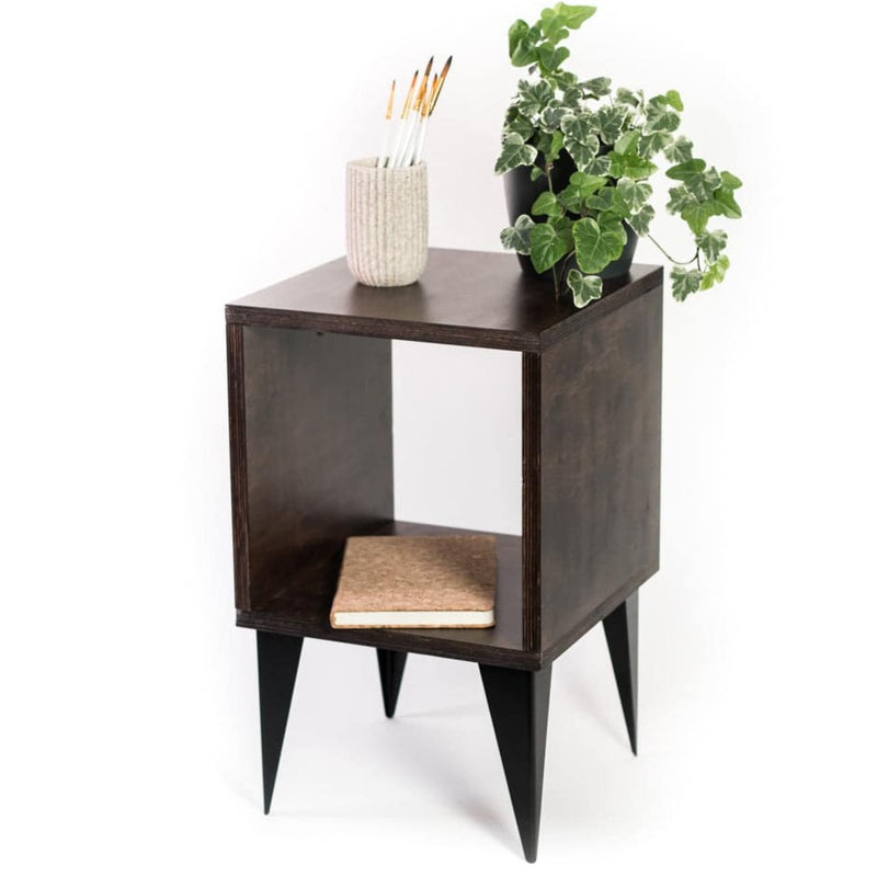 Handcrafted solid wood nightstand bedside table bedroom storage made in Latvia