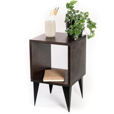 Handcrafted solid wood nightstand bedside table bedroom storage made in Latvia
