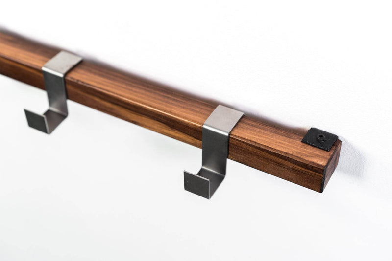 Wall hanger with 5 metal hooks wood and metal coat rack for entryway