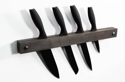 Wall mounted wooden knife holder rack for kitchen knife display and storage