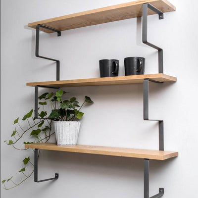 Wooden wall shelf with metal construction - EWART WOODS