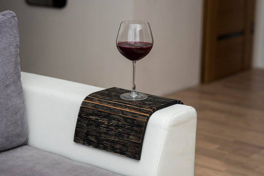 Vintage wooden sofa arm tray table - EWART WOODS